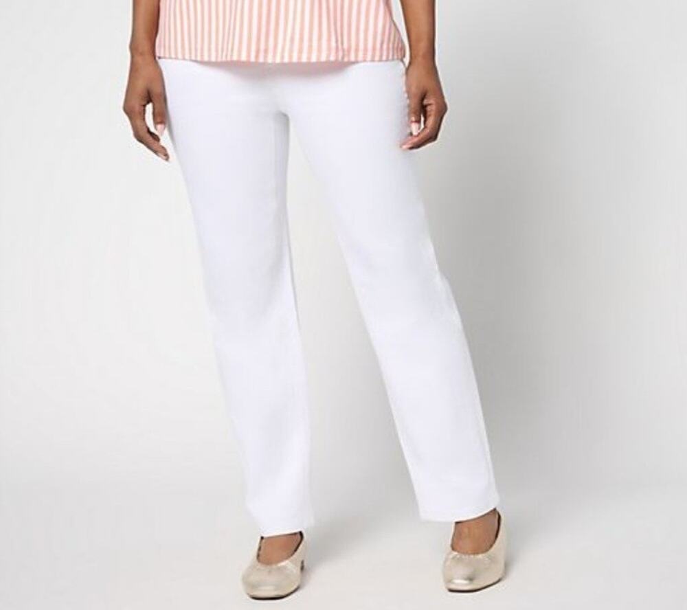 Denim & Co Size 14 White Classic Stretch Ankle Jeans A687831 EUC Pristine